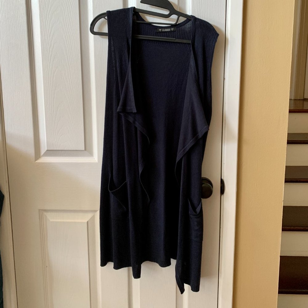 Dunnes Sleeveless Cardigan with Pockets Navy
